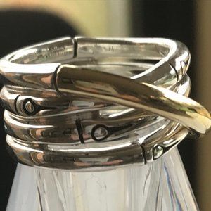 John Hardy Silver & Gold Bamboo Slim Ring